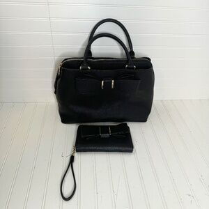 NEW Betsey Johnson Black Purse Matching Clutch